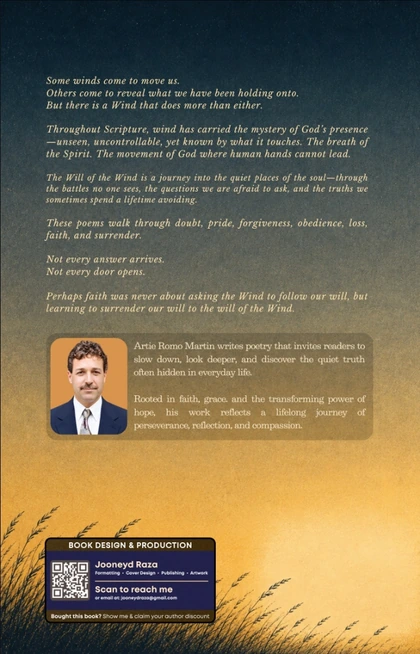 The back cover of The Will of the Wind, carrying the description of the collection, author bio, and notes.